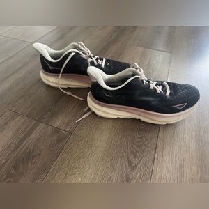 Hoka Black and Pink Athletic Shoes